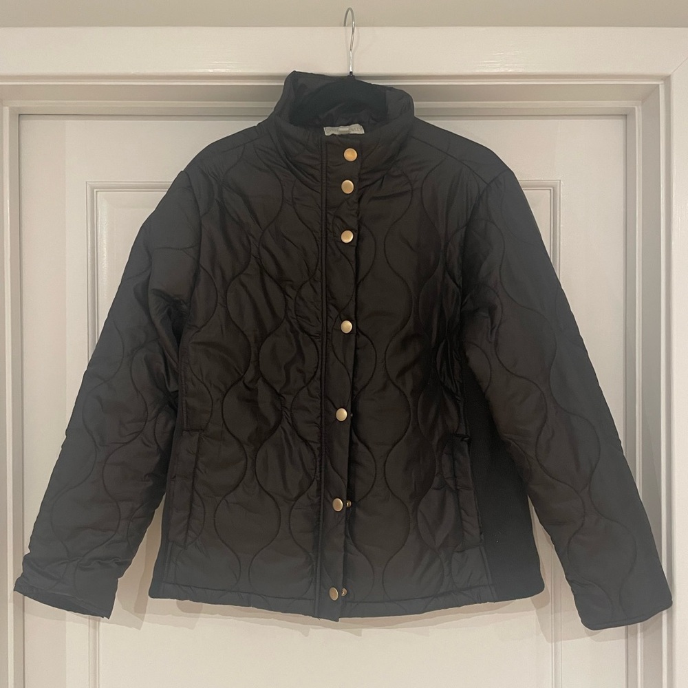 Cynthia Rowley Black Quilted Jacket with Gold Buttons